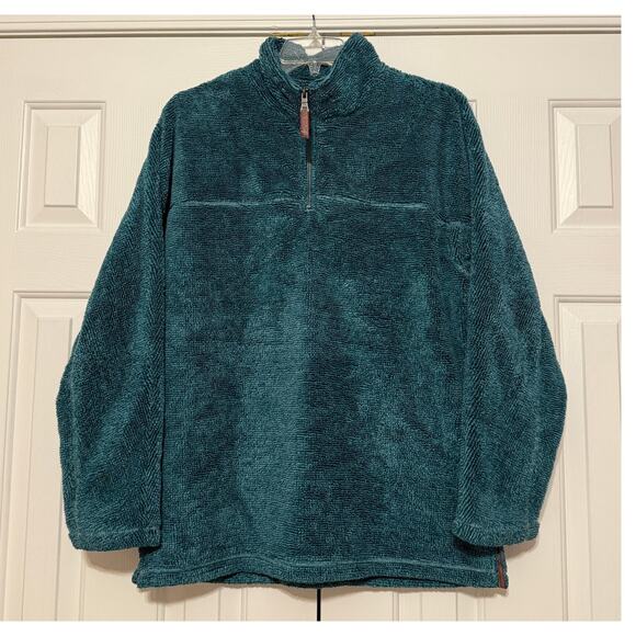 True Grit Turquoise Faux Fur Quarter Zip Pullover, Size L - Picture 1 of 6